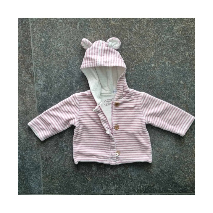 Outlet Suisse – Solderie & Neuf - Pull rose blanc à capuche Mon Coeur