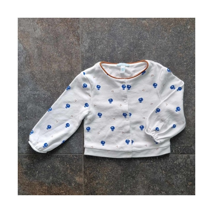 Outlet Suisse – Solderie & Neuf - Pull blanc fleurs bleues Obaibi