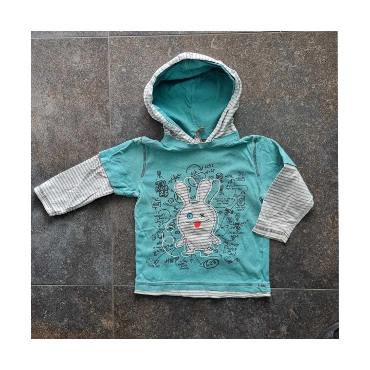 Outlet Suisse – Solderie & Neuf - Sweat turquoise lapin à capuche