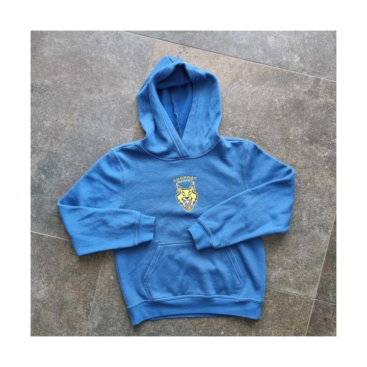 Outlet Suisse – Solderie & Neuf - Sweat bleu à capuche "Charrat Basket