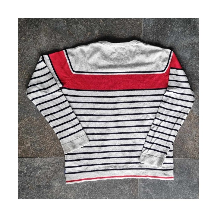 Outlet Suisse – Solderie & Neuf - Pull gris à rayures Okaïdi