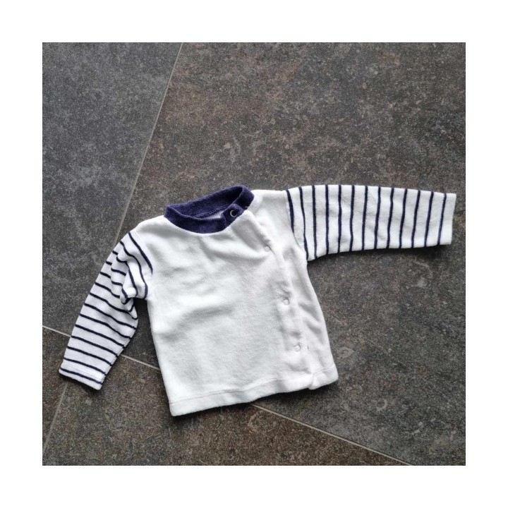 Outlet Suisse – Solderie & Neuf - Pull blanc rayé bleu Baby Club