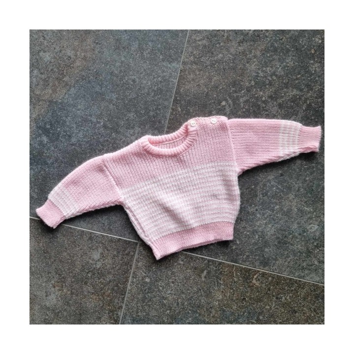 Outlet Suisse – Solderie & Neuf - Pull rose à rayures blanches