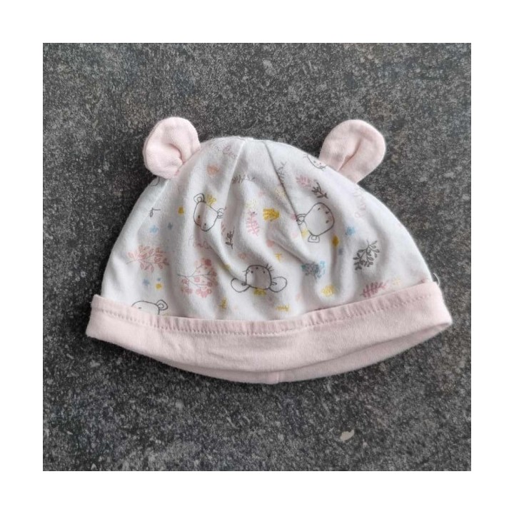 Outlet Suisse – Solderie & Neuf - Bonnet blanc bord rose imprimés