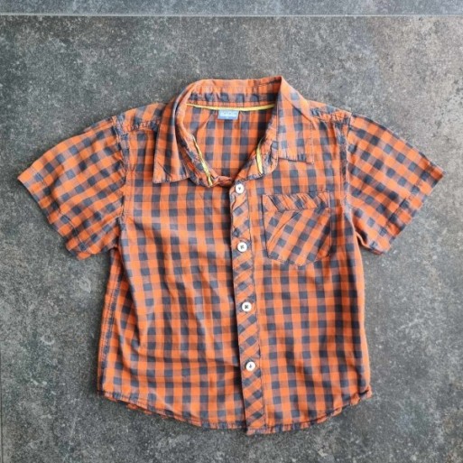 Outlet Suisse – Solderie & Neuf - Chemise à carreaux orange noir Kids