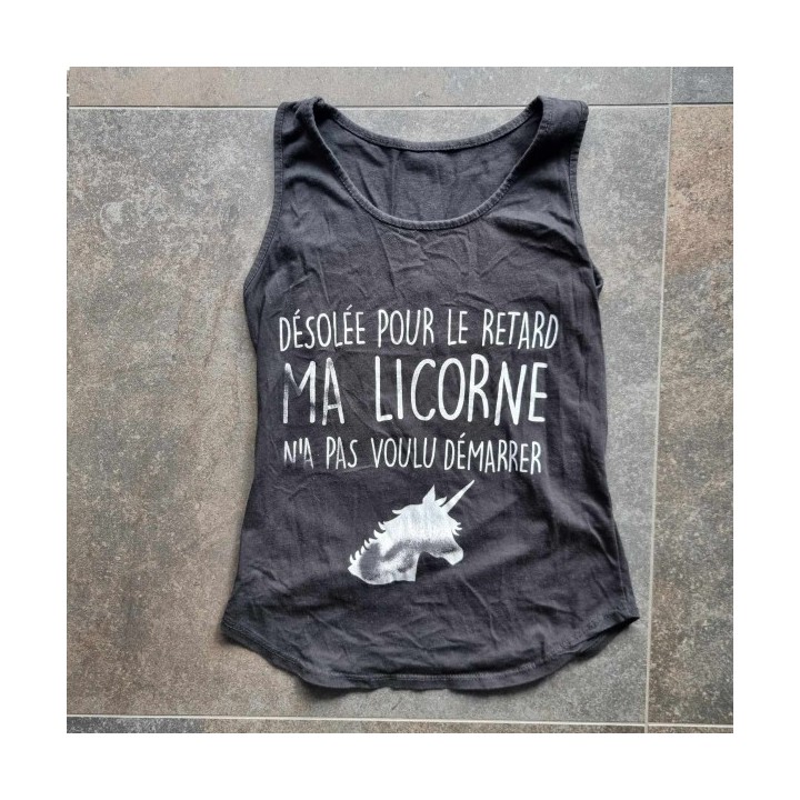 Outlet Suisse – Solderie & Neuf -  Débardeur noir licorne