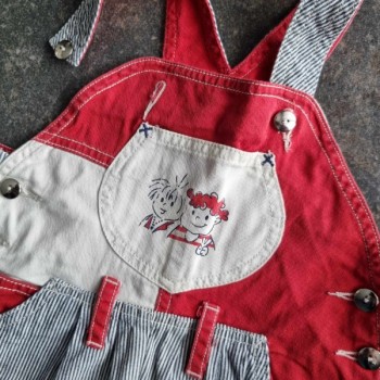 Outlet suisse – Solderie & Neuf - Salopette rouge blanche rayée