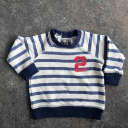 Outlet suisse – Solderie & Neuf - Pull blanc rayé bleu LOGG
