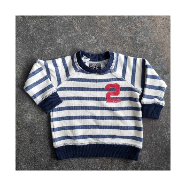 Outlet suisse – Solderie & Neuf - Pull blanc rayé bleu LOGG