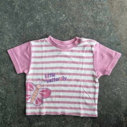 La Solderie - Seconde main et neuf - T-shirt rose blanc papillon