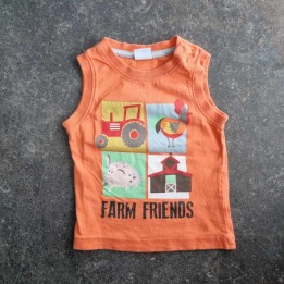 La Solderie - Seconde main et neuf - T-shirt orange Farm Friends Smile