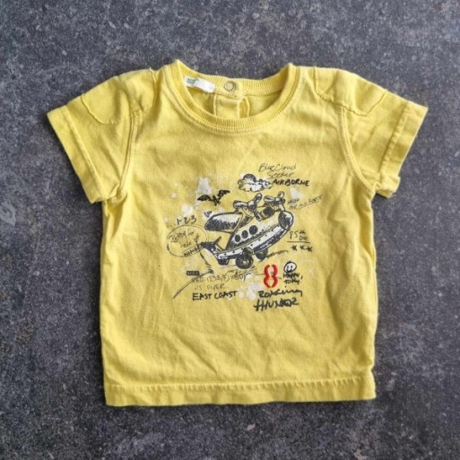 La Solderie - Seconde main et neuf - T-shirt jaune avion Benetton