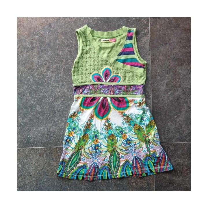 Outlet Suisse – Solderie & Neuf - Robe Desigual verte blanche à fleurs