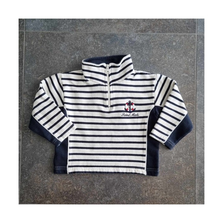Solderie suisse - Sweat rayé blanc noir Rayar