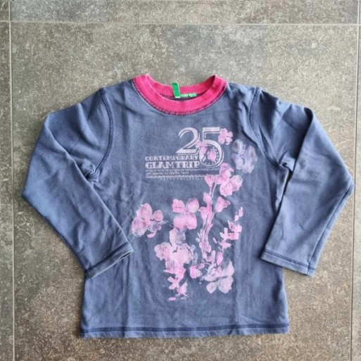 Solderie suisse - Sweat bleu fleurs Benetton