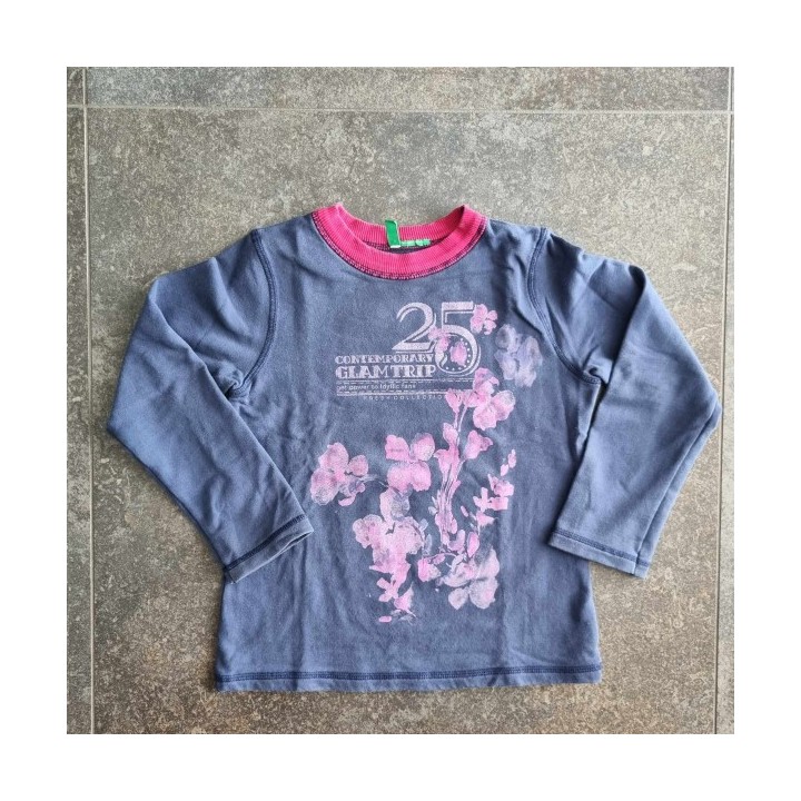 Solderie suisse - Sweat bleu fleurs Benetton