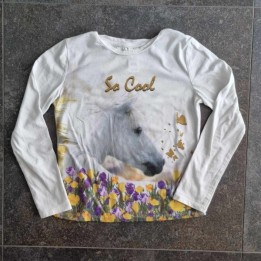 Solderie suisse - T-shirt blanc cheval et fleurs C&A