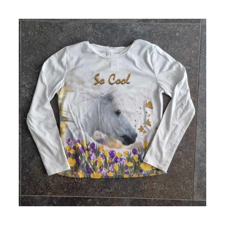 Solderie suisse - T-shirt blanc cheval et fleurs C&A