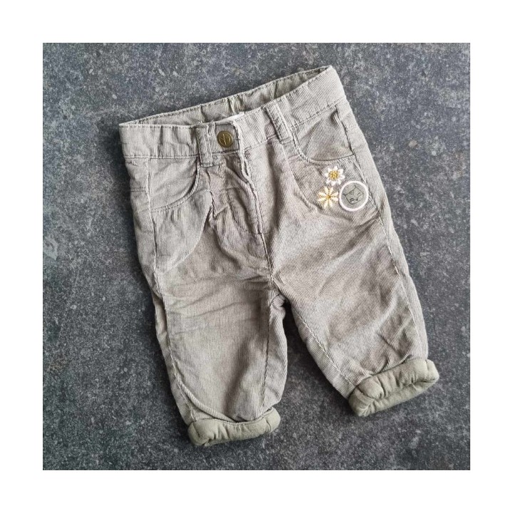Outlet Suisse – Solderie & Neuf - Pantalon velours côtelé vert fleurs
