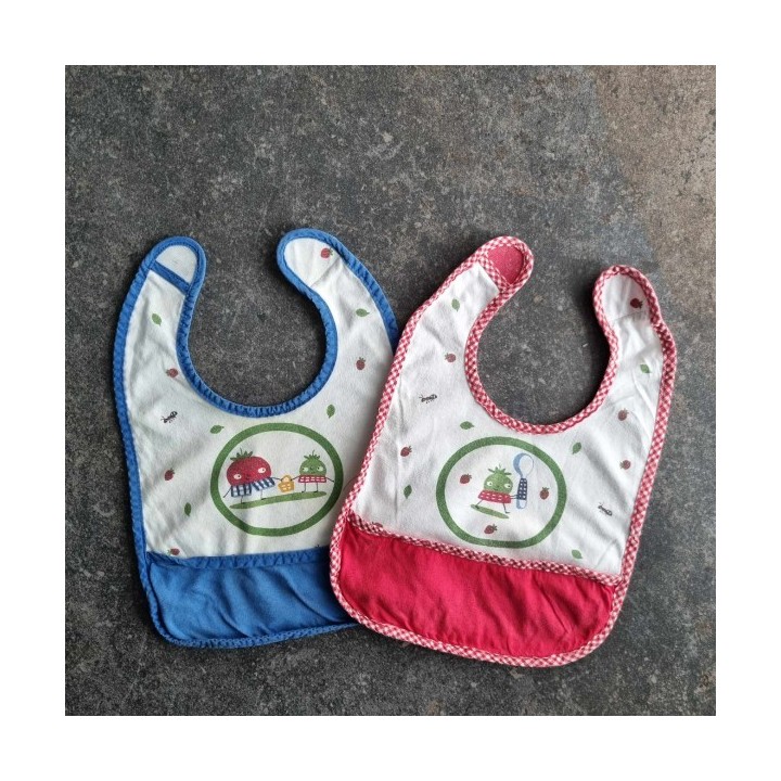 La Solderie suisse - Set de 2 bavoirs fraises en coton