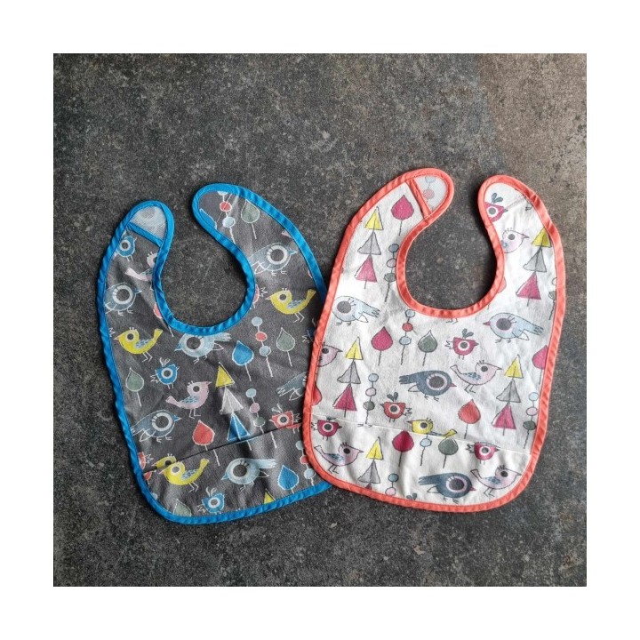 La Solderie suisse - Set de 2 bavoirs oiseaux en coton