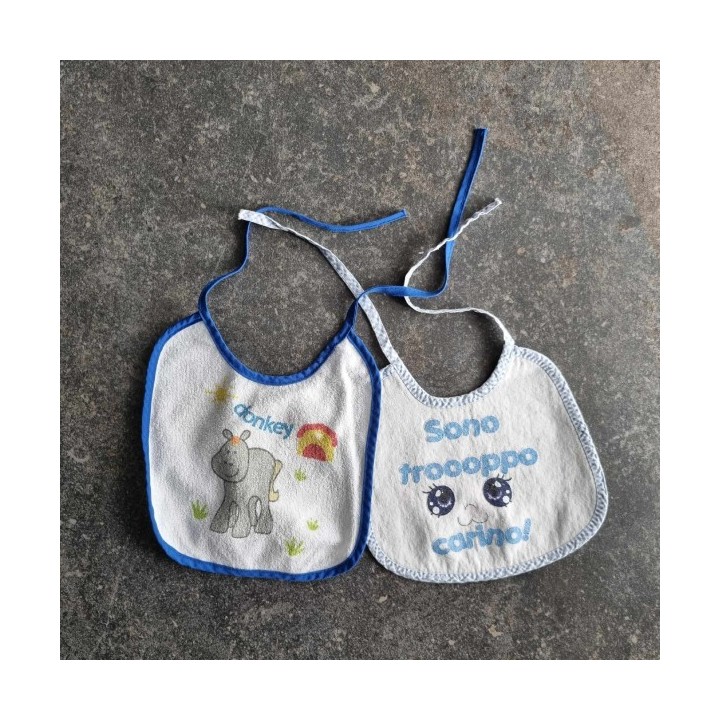 La Solderie suisse - Set de 2 bavoirs blanc bleu en coton