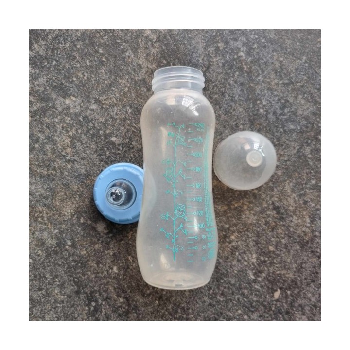 La Solderie suisse - Biberon bleu plante et hiboux 240 ml