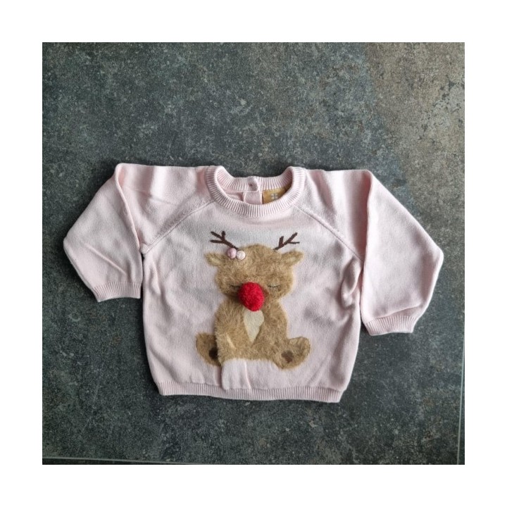 La Solderie suisse -Pull rose cerf au nez rouge Manor taille 86