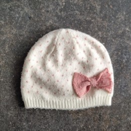 La Solderie suisse - Bonnet laine blanc nœud rose Smile taille 80