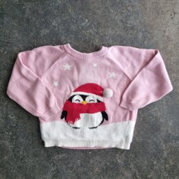 La Solderie suisse - Pull rose pingouin Noël Manor
