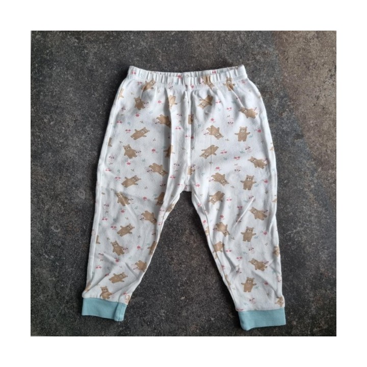 La Solderie suisse - Bas de pyjama blanc oursons Smile taille 86