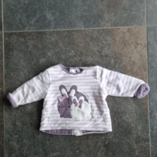 La Solderie suisse - Haut de pyjama blanc rayé lapins taille 68 La Solderie suisse - Haut de pyjama blanc rayé lapins taille 68