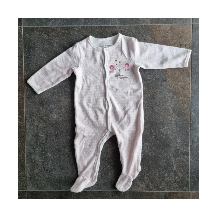 La Solderie suisse - Pyjama blanc rayé rose Pat & Ripaton taille 68