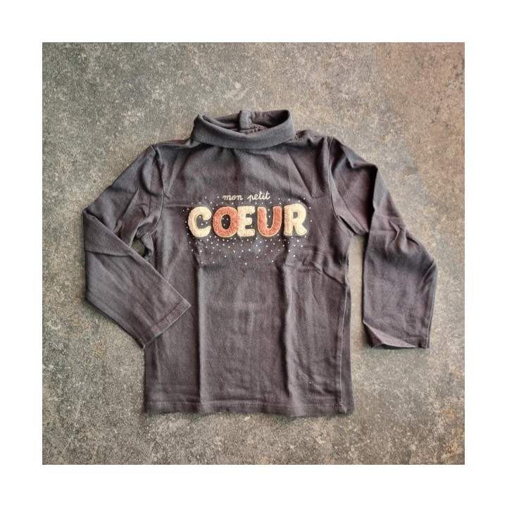 La Solderie suisse -  T-shirt noir Coeur col roulé Kiaki 92