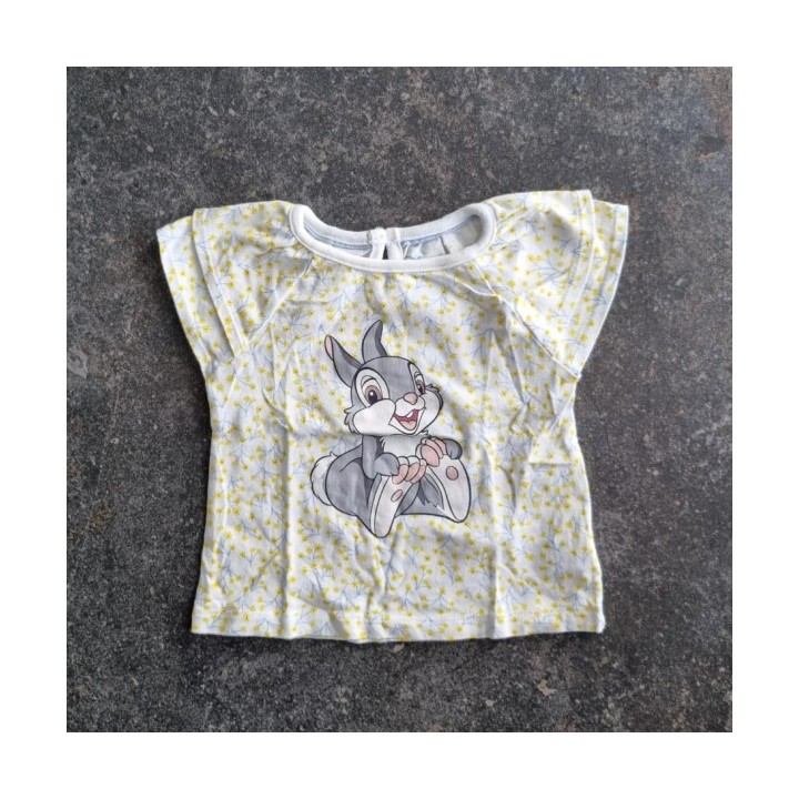 La Solderie suisse - T-shirt blanc fleurs jaunes lapin Disney 68