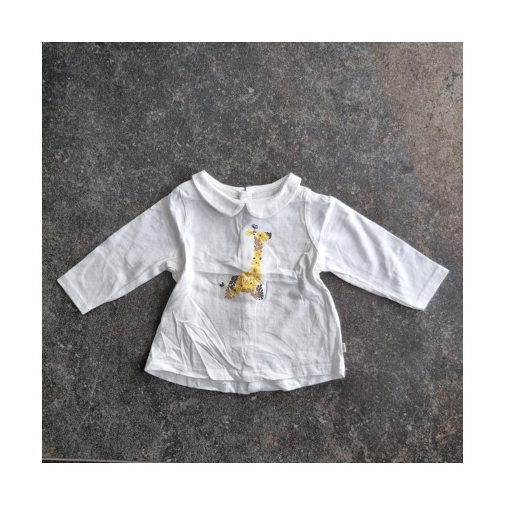La Solderie suisse - T-shirt blanc girafe en fleurs Obaïbi 68