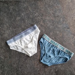 La Solderie suisse - 2 Slips blancs-bleus Benetton 110