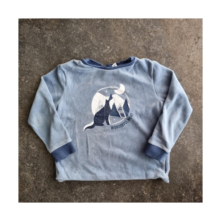 La Solderie suisse - T-shirt bleu velours montagnes Okaïdi 110