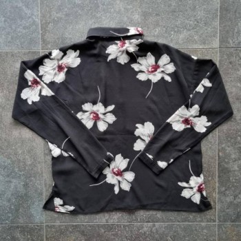 La Solderie suisse - Chemise noire à fleurs Zebra S