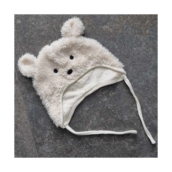 Bonnet ourson blanc