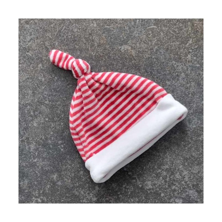 Bonnet rayérouge et blanc