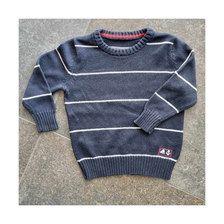 Outlet Suisse – Solderie & Neuf - Pull bleu rayures blanches Impidimpi